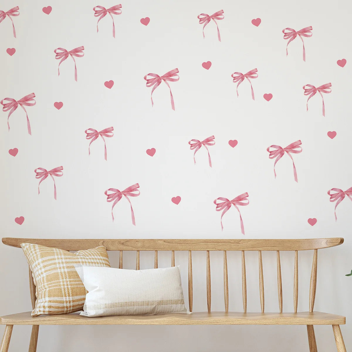 Pink Bow Wall Stickers Boho Heart DIY Decoration