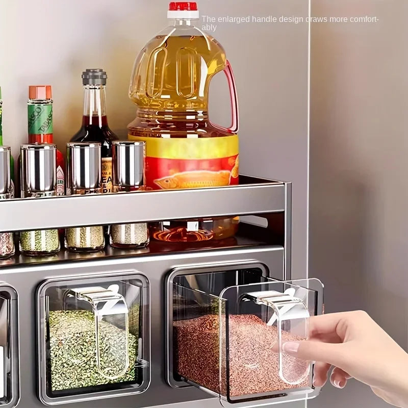 Space-Saving Aluminum Spice Rack Wall-Mount Organizer
