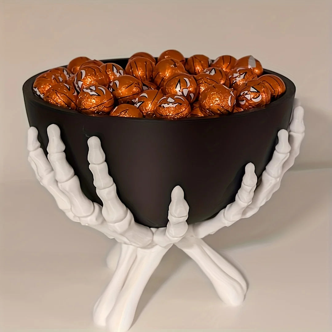 Halloween Candy Bowl Skeleton Hands Scary Organizer