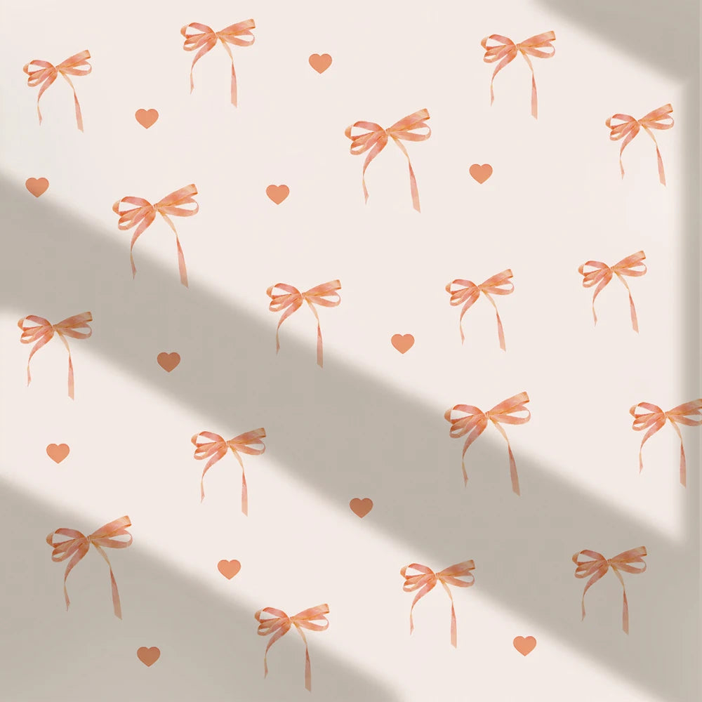 Pink Bow Wall Stickers Boho Heart DIY Decoration