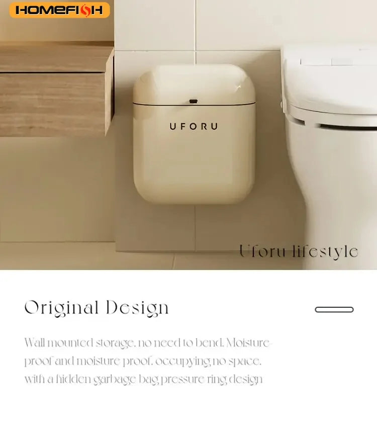 Wall-Mounted Large Capacity Waterproof Trash Can with Cover