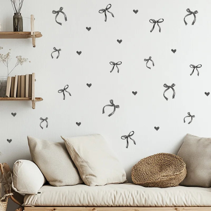 Pink Bow Wall Stickers Boho Heart DIY Decoration