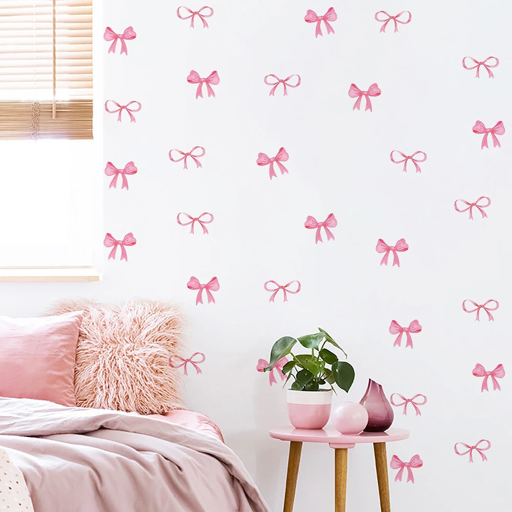 Pink Bow Wall Stickers Boho Heart DIY Decoration