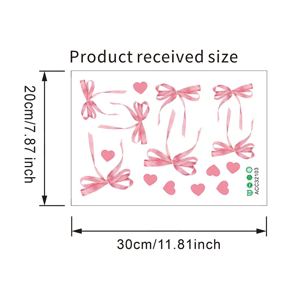 Pink Bow Wall Stickers Boho Heart DIY Decoration