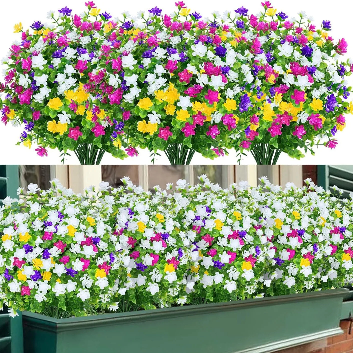 8/12/16PCS UV-Resistant Artificial Plants Fade-Proof Outdoor Decor
