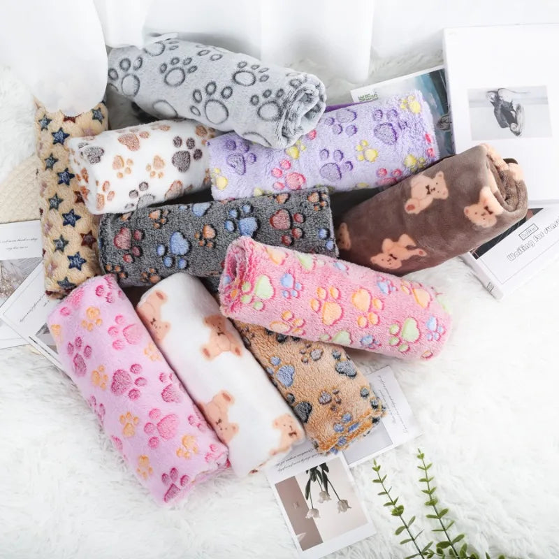 Pet Blanket Fluffy Soft Flannel Warm Dog Cat Mat