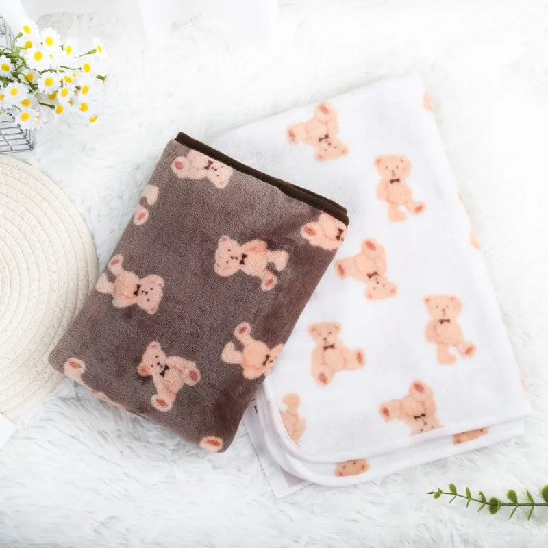 Pet Blanket Fluffy Soft Flannel Warm Dog Cat Mat