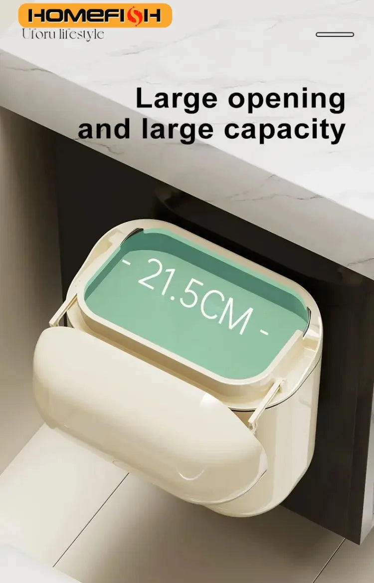Wall-Mounted Large Capacity Waterproof Trash Can with Cover