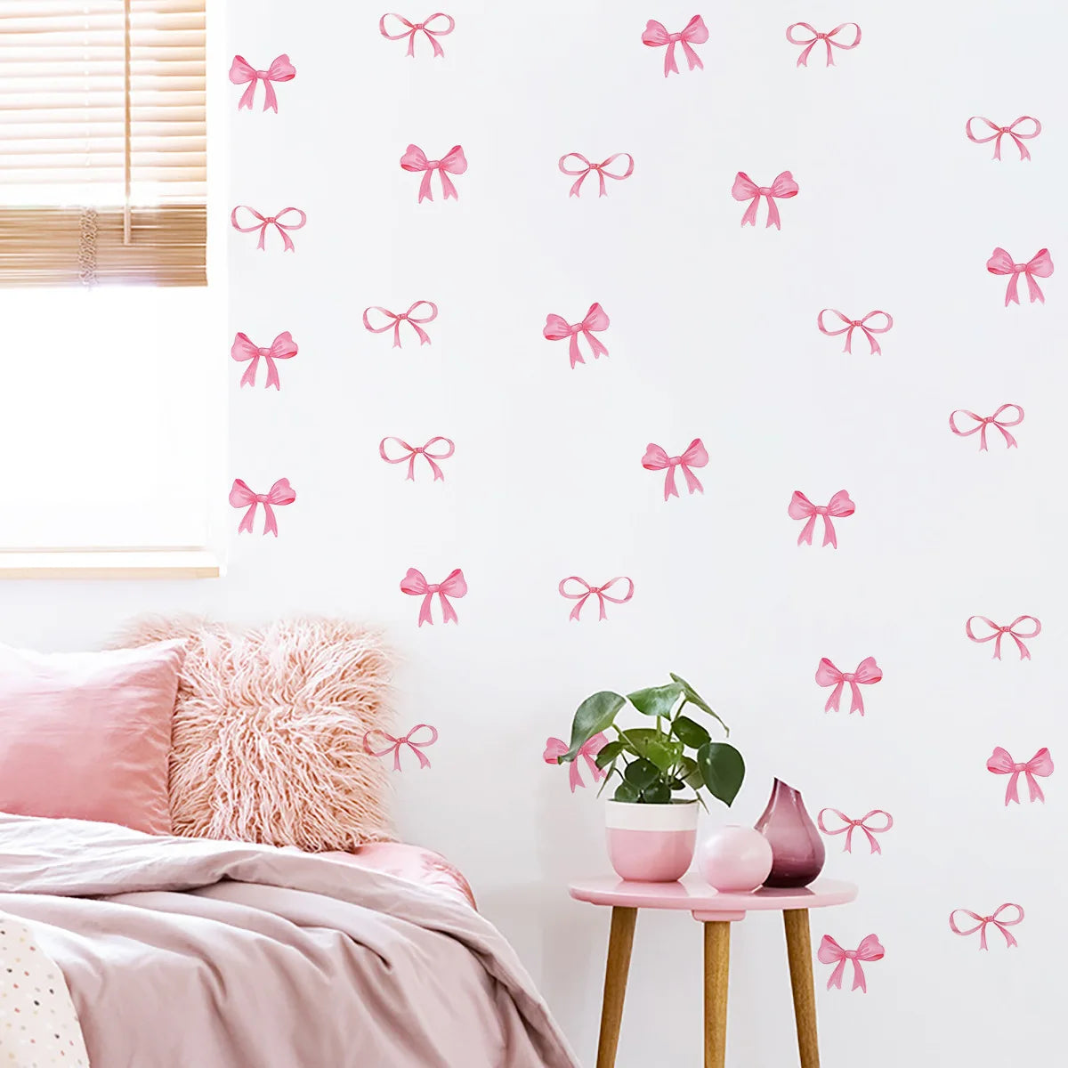 Pink Bow Wall Stickers Boho Heart DIY Decoration