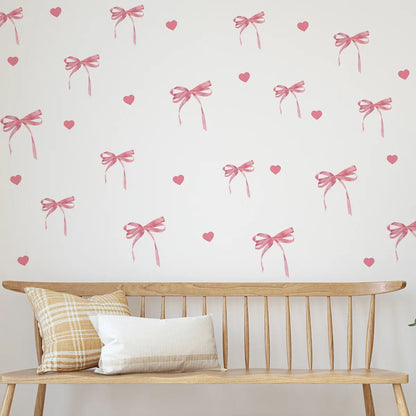 Pink Bow Wall Stickers Boho Heart DIY Decoration