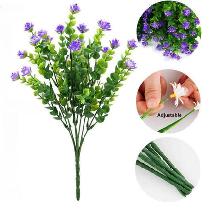 8/12/16PCS UV-Resistant Artificial Plants Fade-Proof Outdoor Decor