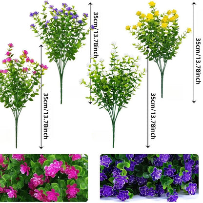 8/12/16PCS UV-Resistant Artificial Plants Fade-Proof Outdoor Decor