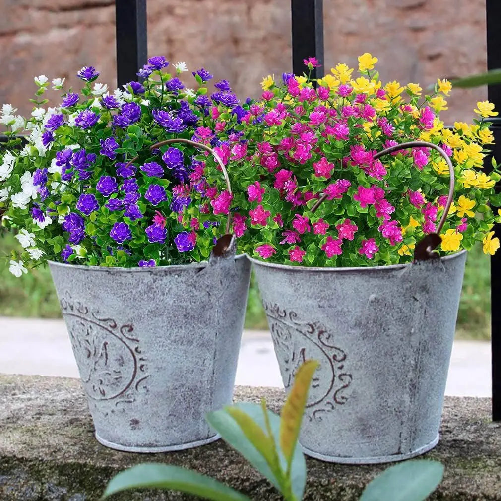 8/12/16PCS UV-Resistant Artificial Plants Fade-Proof Outdoor Decor