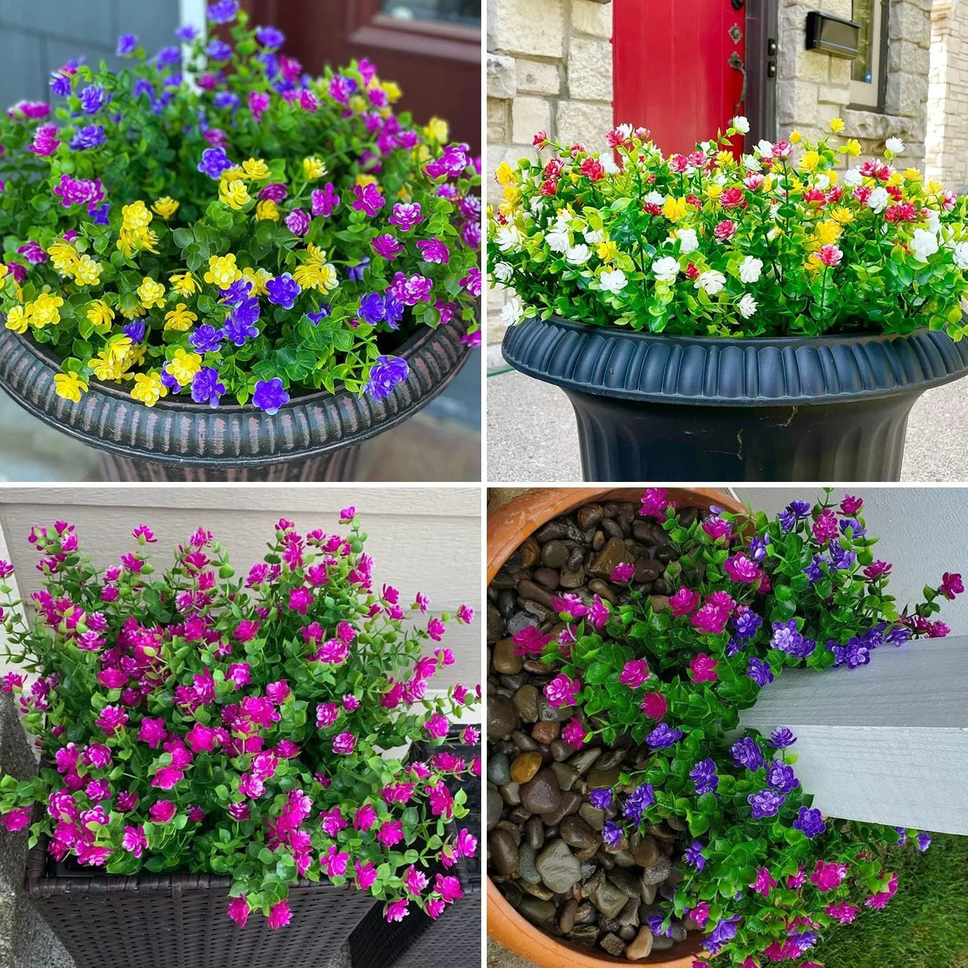 8/12/16PCS UV-Resistant Artificial Plants Fade-Proof Outdoor Decor