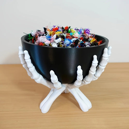 Halloween Candy Bowl Skeleton Hands Scary Organizer