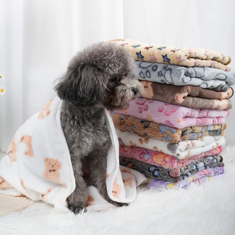 Pet Blanket Fluffy Soft Flannel Warm Dog Cat Mat