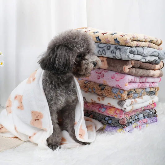 Pet Blanket Fluffy Soft Flannel Warm Dog Cat Mat