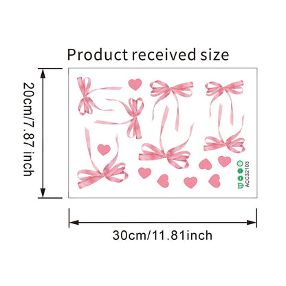 Pink Bow Wall Stickers Boho Heart DIY Decoration