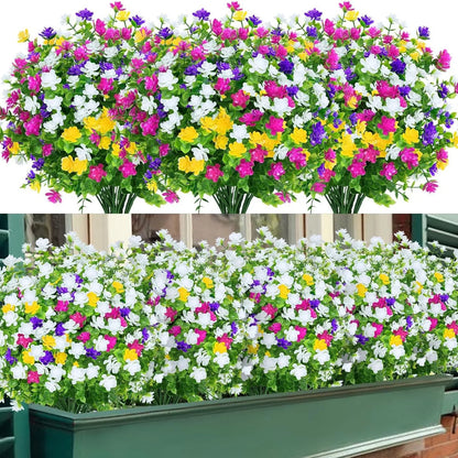 8/12/16PCS UV-Resistant Artificial Plants Fade-Proof Outdoor Decor