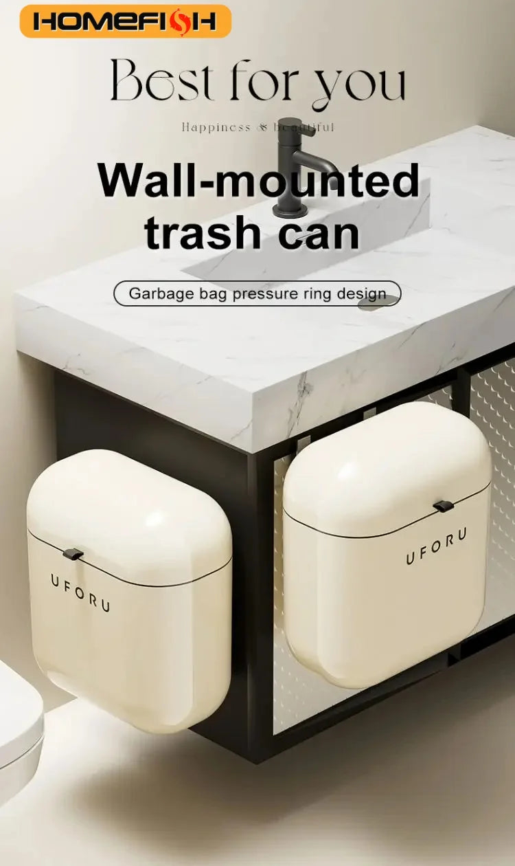 Wall-Mounted Large Capacity Waterproof Trash Can with Cover