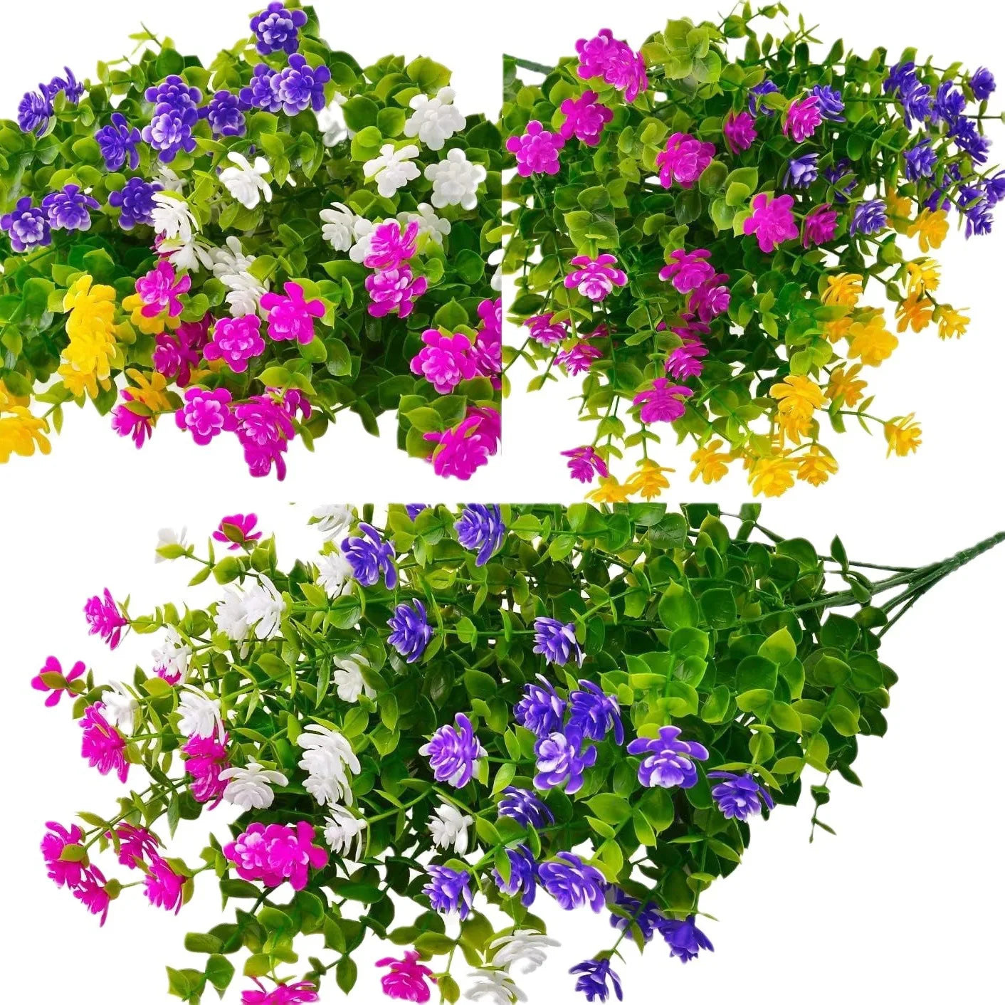 8/12/16PCS UV-Resistant Artificial Plants Fade-Proof Outdoor Decor